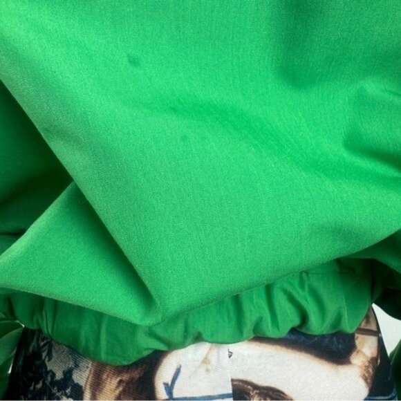 Women's Love, Highlight Ruched Long Sleeve Green Cropped Collared Shirt Small - Picture 13 of 14